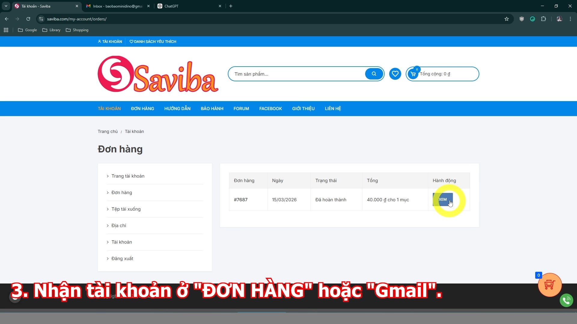 Hướng dẫn mua hàng và đăng nhập tài khoản mới tại Shop Saviba.